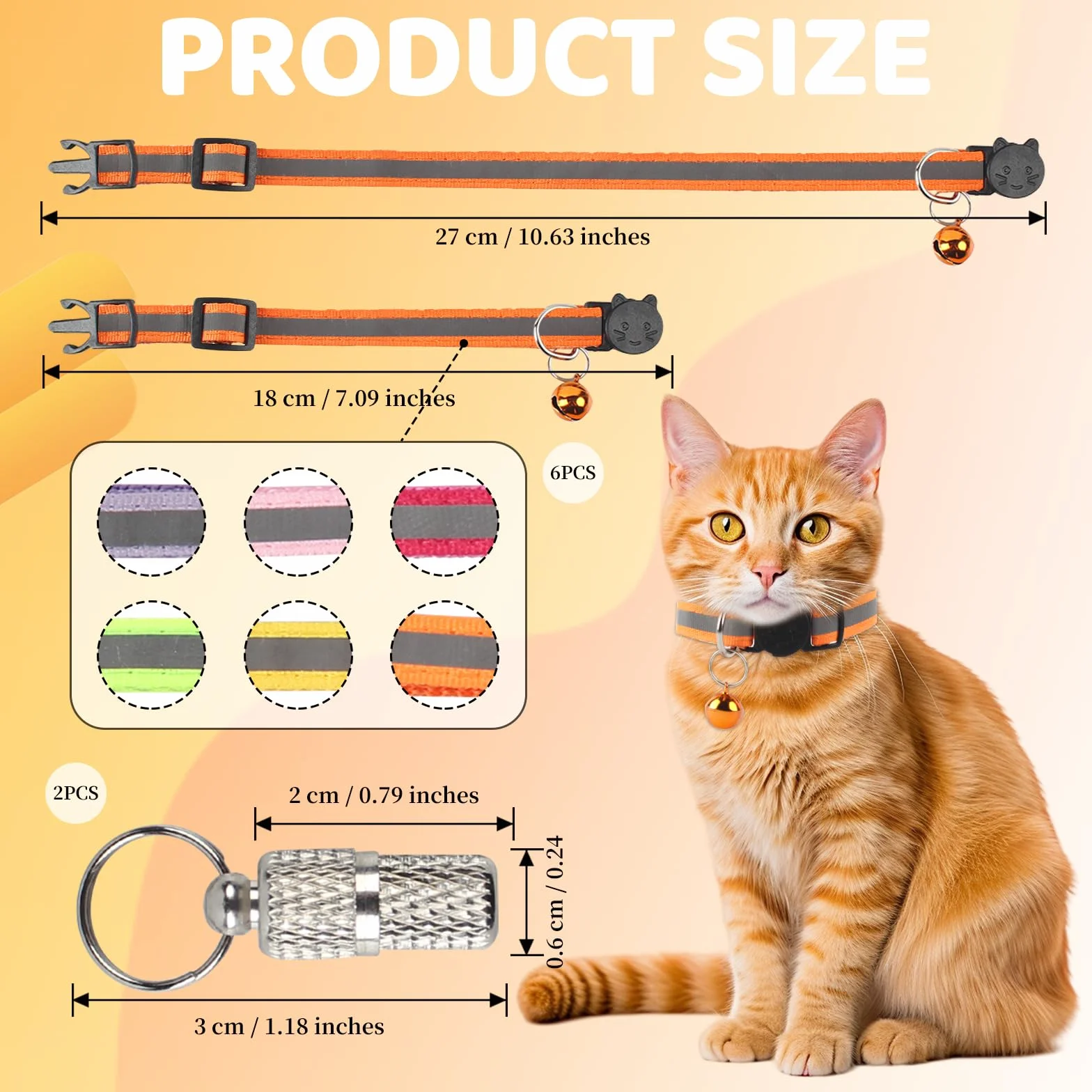 Réglable Collier pour Chat Réfléchissant avec Clochettes, Colliers de Sécurité à Libération Rapide Anti Étranglement
