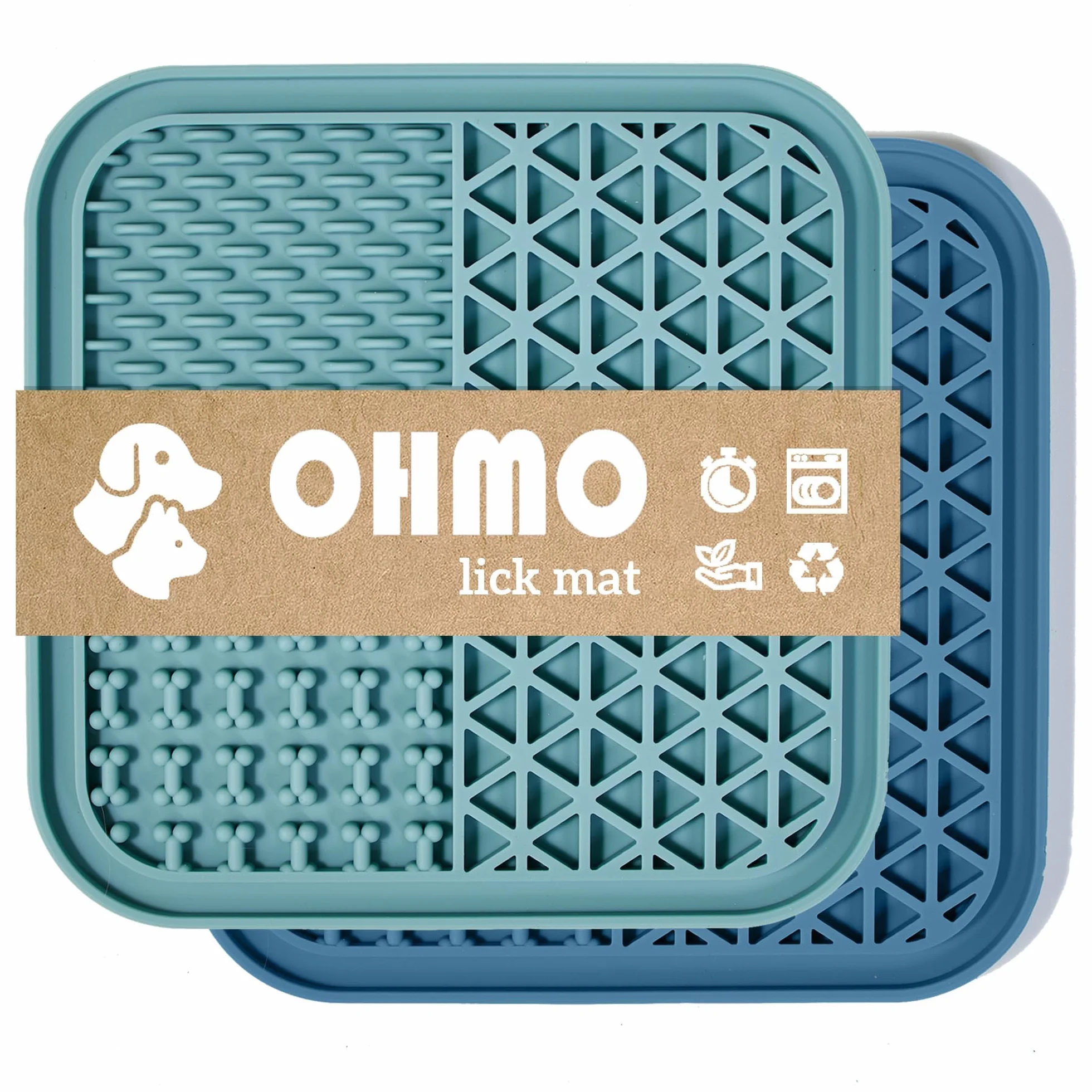 OHMO Tapis de Léchage Chien, Tapis de lechage pour Chiot Chat(2 Paires), pour soulager l'anxiété de l'animal, Silicone de qualité Alimentaire