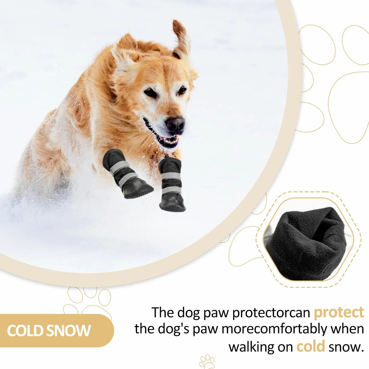 Antidérapant Chaussure Chien avec Sangles réfléchissantes, Bottines Chien imperméables, Semelles en Cuir résistant à l'usure, protège-Pattes pour Petits, Moyens et Grands Chiens 4 pièces(M, Noir)