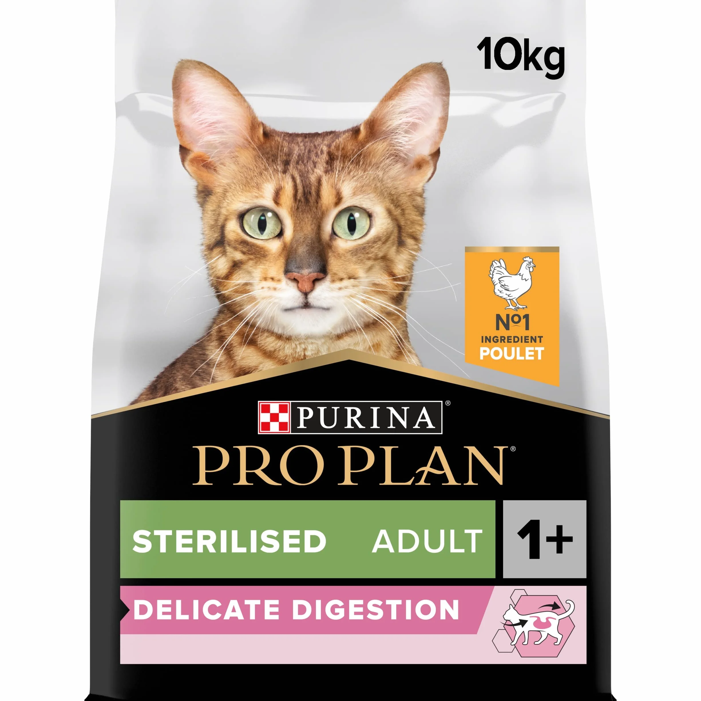 PURINA PRO PLAN Adult DELICATE DIGESTION Aliment Complet pour Chat Adulte Stérilisé Croquettes Au Poulet Sac 10Kg