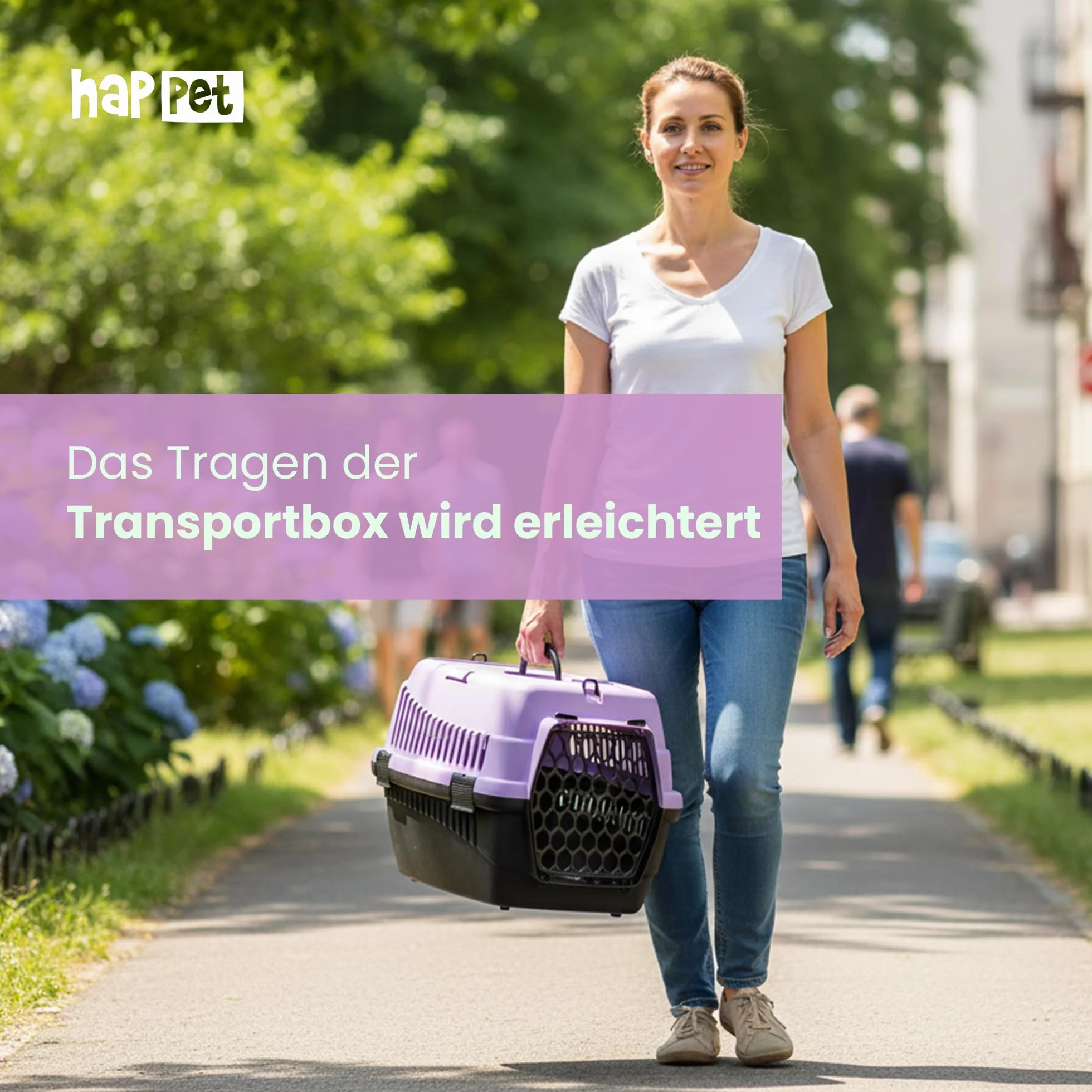HAPPET ABBA M Sac de transport robuste pour chats et petits chiens, transport portable avec poignée et ventilation, violet