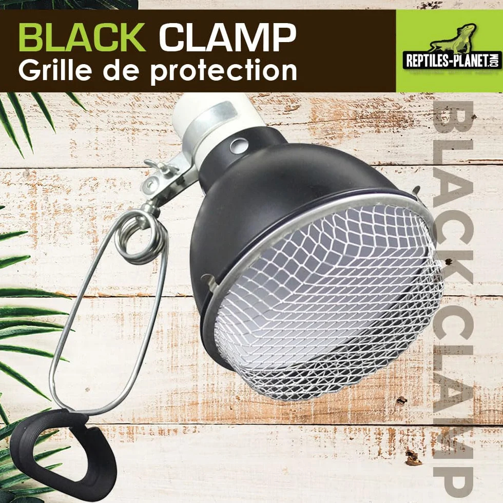 REPTILES PLANET Grille de Protection pour Support d'Ampoule Black Clamp 18
