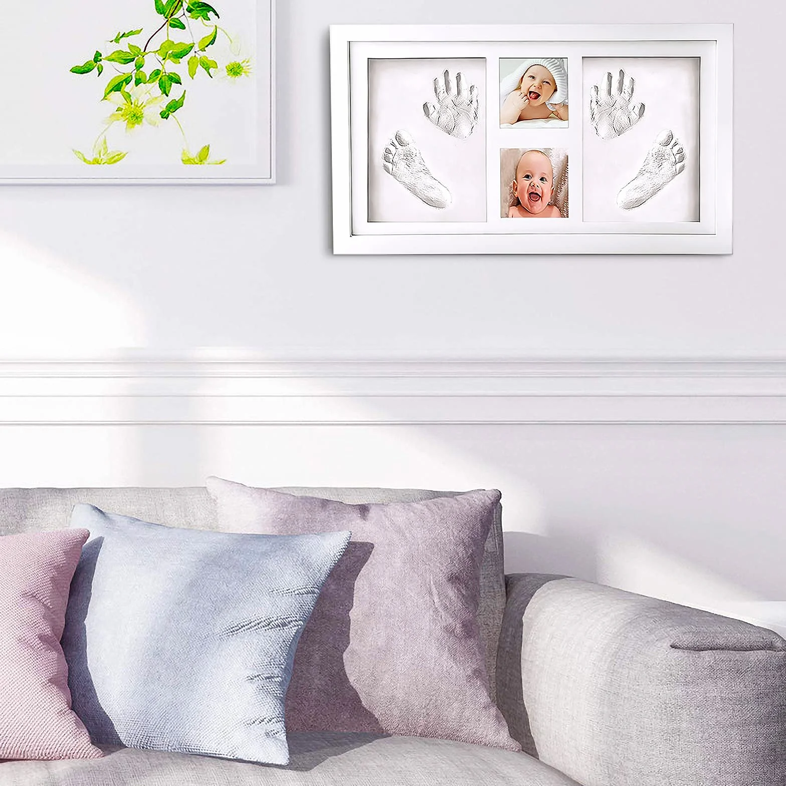 Cadre Empreintes Bébé Kit Empreinte Mains Argile Souvenirs Naissance