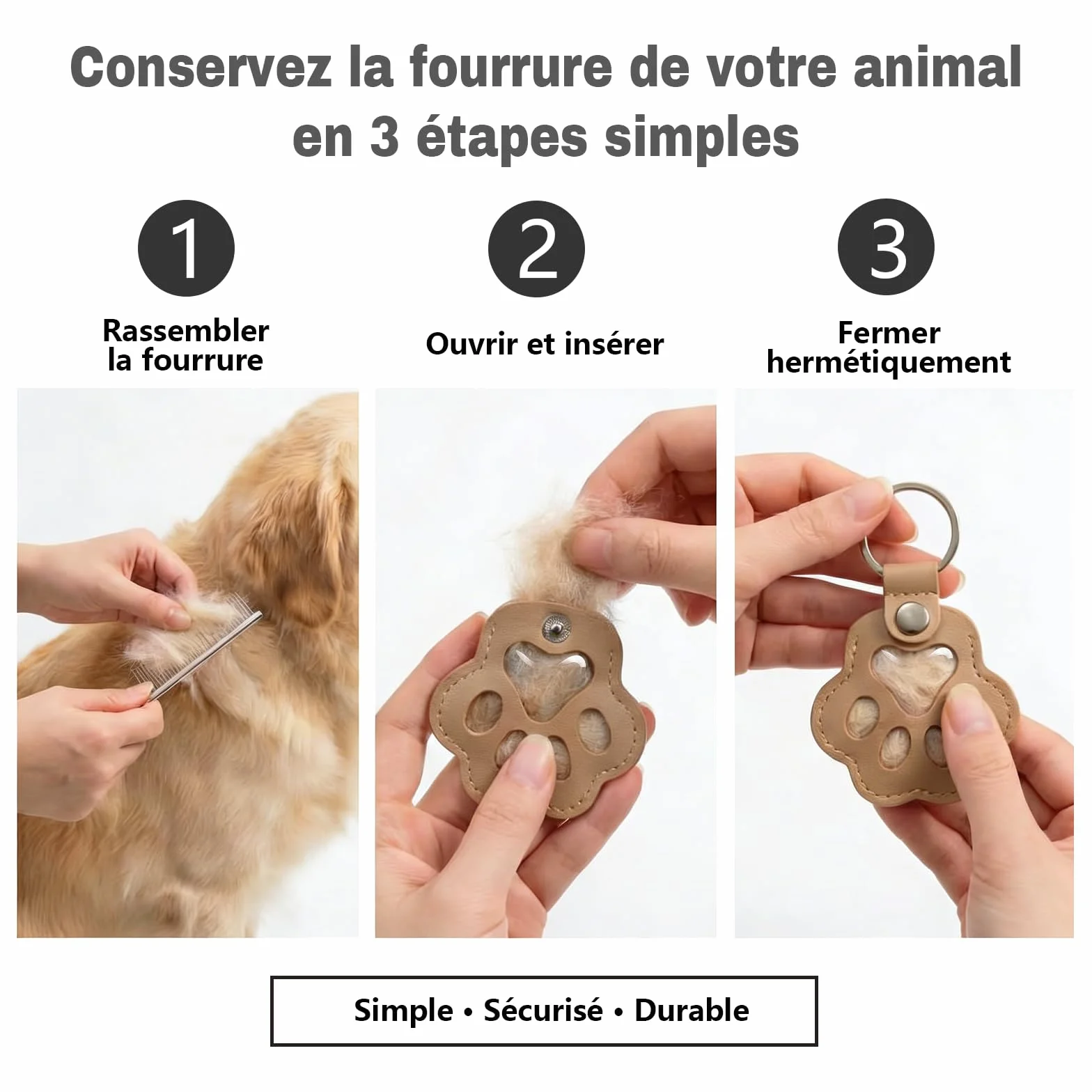 Porte-Clés Photo Personnalisé Souvenir Poils Chien Hommage Animaux