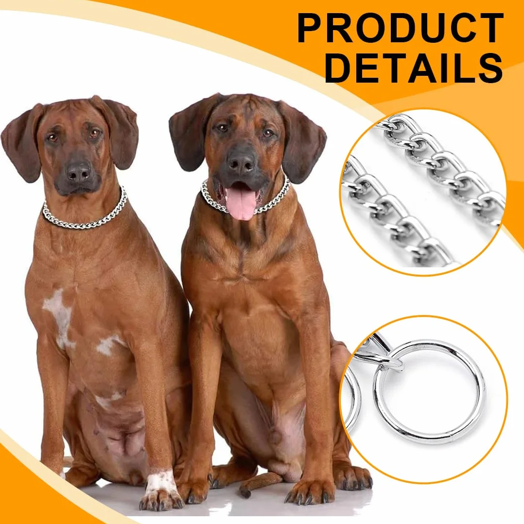 Collier Etrangleur en Acier Inoxydable pour Chien 55cm avec Fermoir Sécurisé