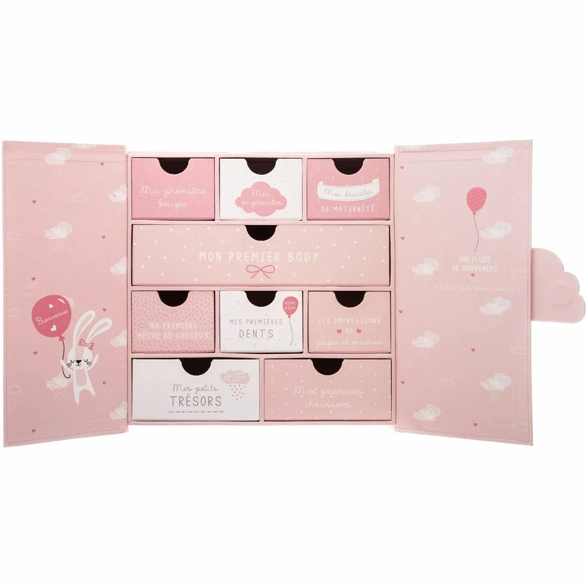 Atmosphera Coffret Cadeau de Naissance Royaume des Souvenirs 22x22 cm Rose