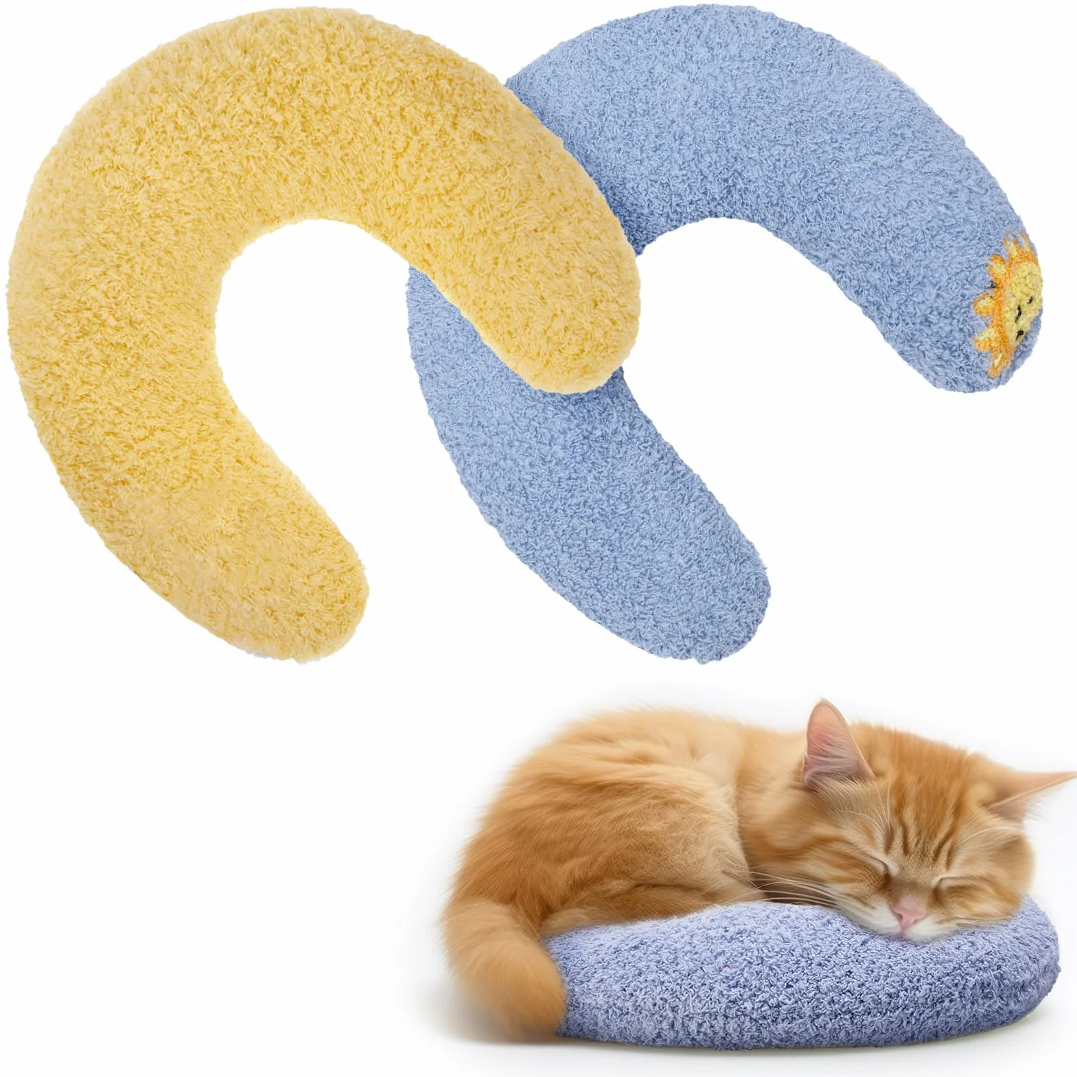 Apricitie Coussin en forme de U pour chien et chat Lot de 2 Jouet peluche animaux de compagnie