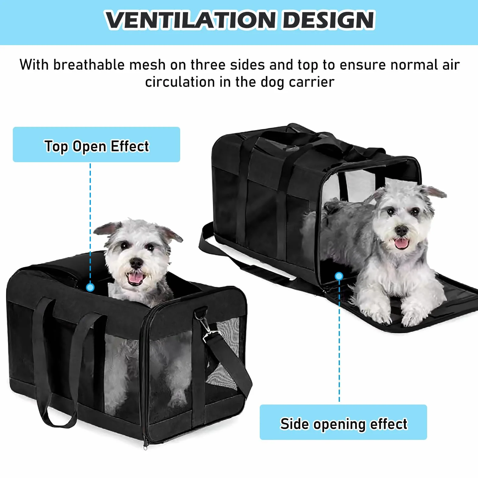 BYZESTY Pliable Boîte de transport pour chien et chat 42x27x28 cm avec gamelle