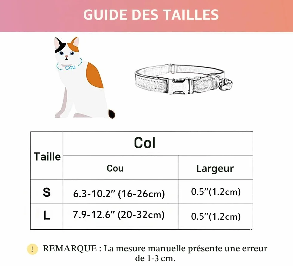 Collier pour chat personnalisé avec étiquette nominative et numéro de téléphone gravés, velours or rose