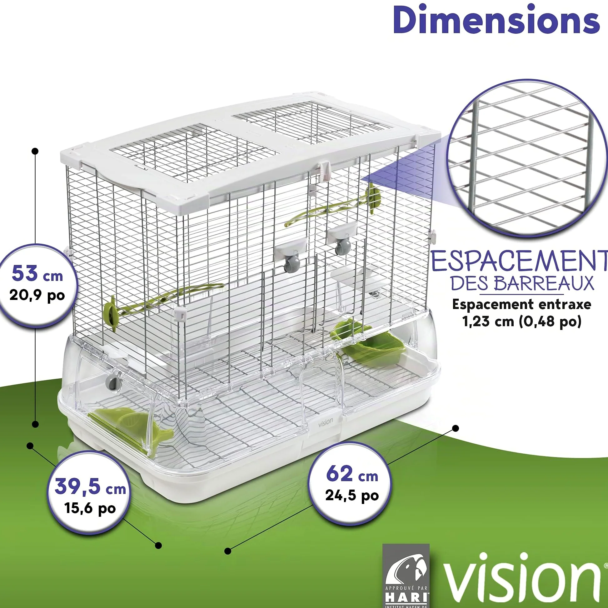 Vision Cage M01 pour les Oiseaux 61x38x52 cm