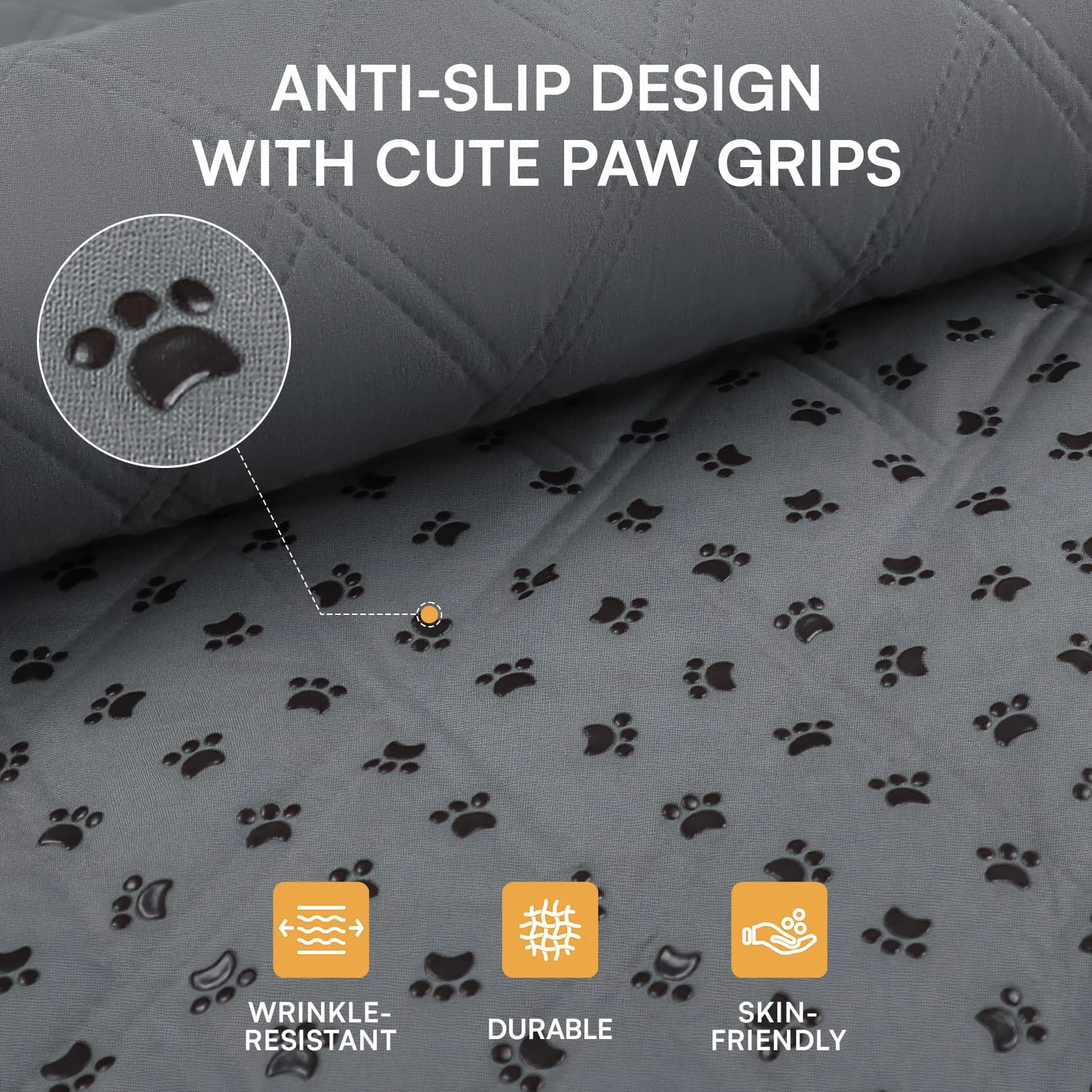 Couverture Imperméable pour Chien avec Points Antidérapants, Tapis de Chien Robuste, Lavable en Machine, Gris 76x178cm
