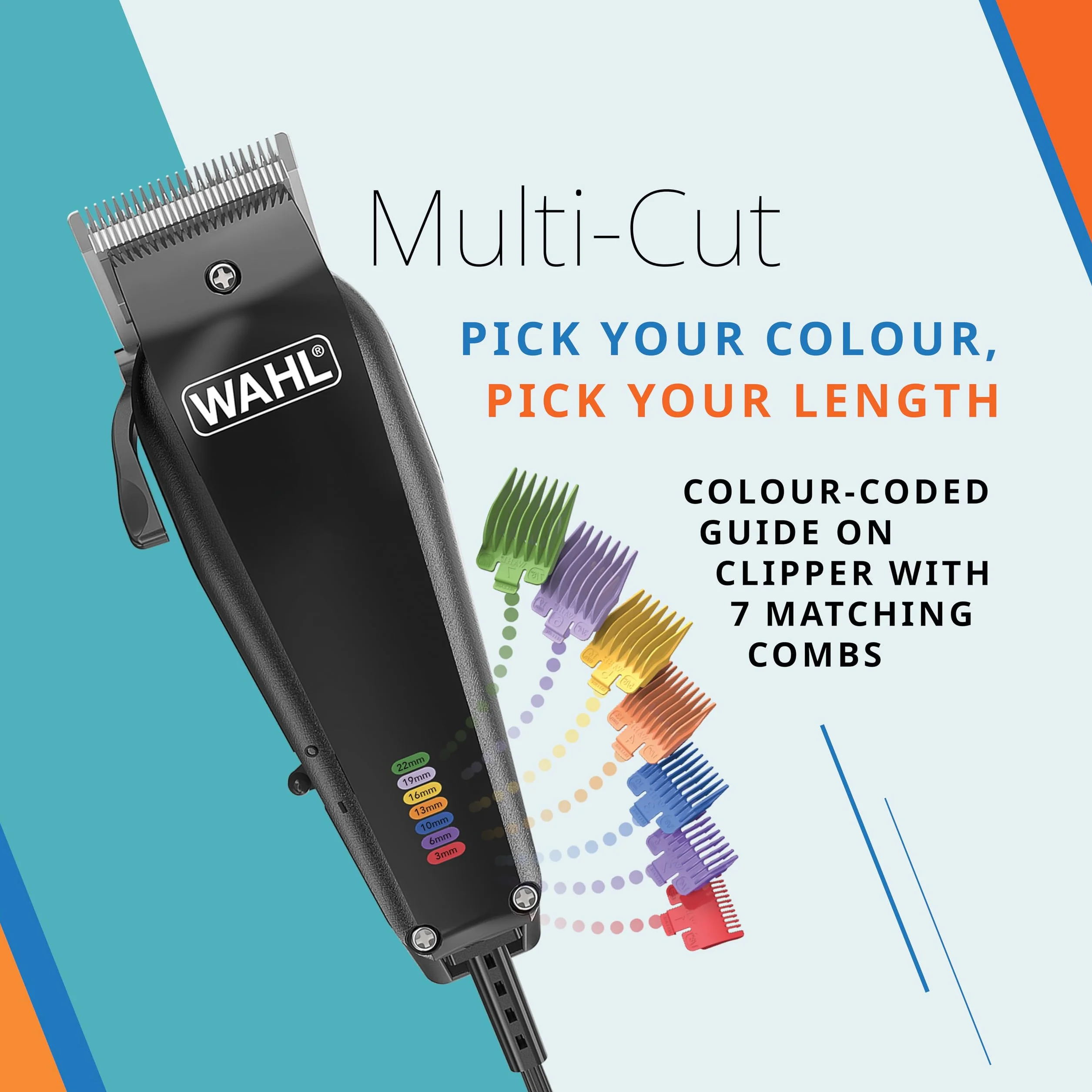 WAHL Multi Cut Animal - tondeuse pour chiens, silencieuse, filaire, lames affûtées avec précision + WAHL Medium Slicker - brosse de toilettage, brosses pour animaux à poils longs ou courts