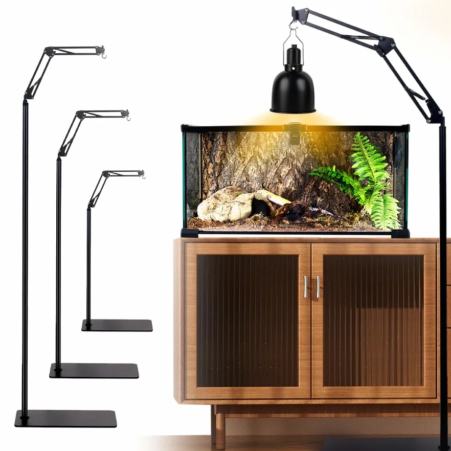 Support de lampe pour reptiles réglable rotation 360° avec socle terrarium tortue