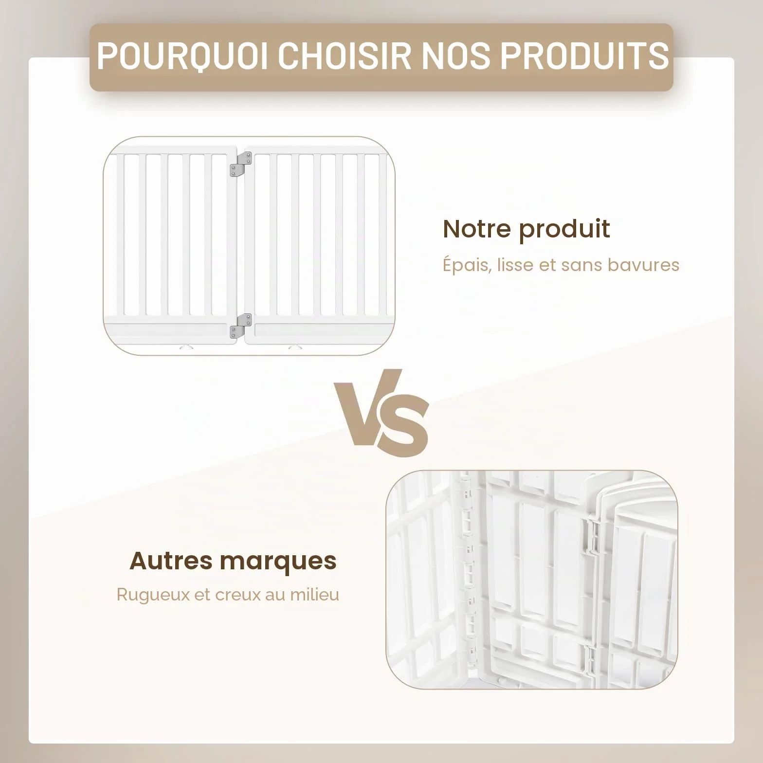 Parc pour Chien Gupamiga, Enclos pour Chiot Intérieur et Extérieur 89x89 cm, Cage Animaux avec Porte, Blanc