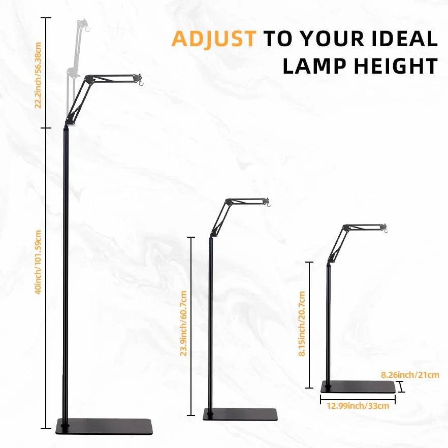 Support de lampe pour reptiles réglable rotation 360° avec socle terrarium tortue