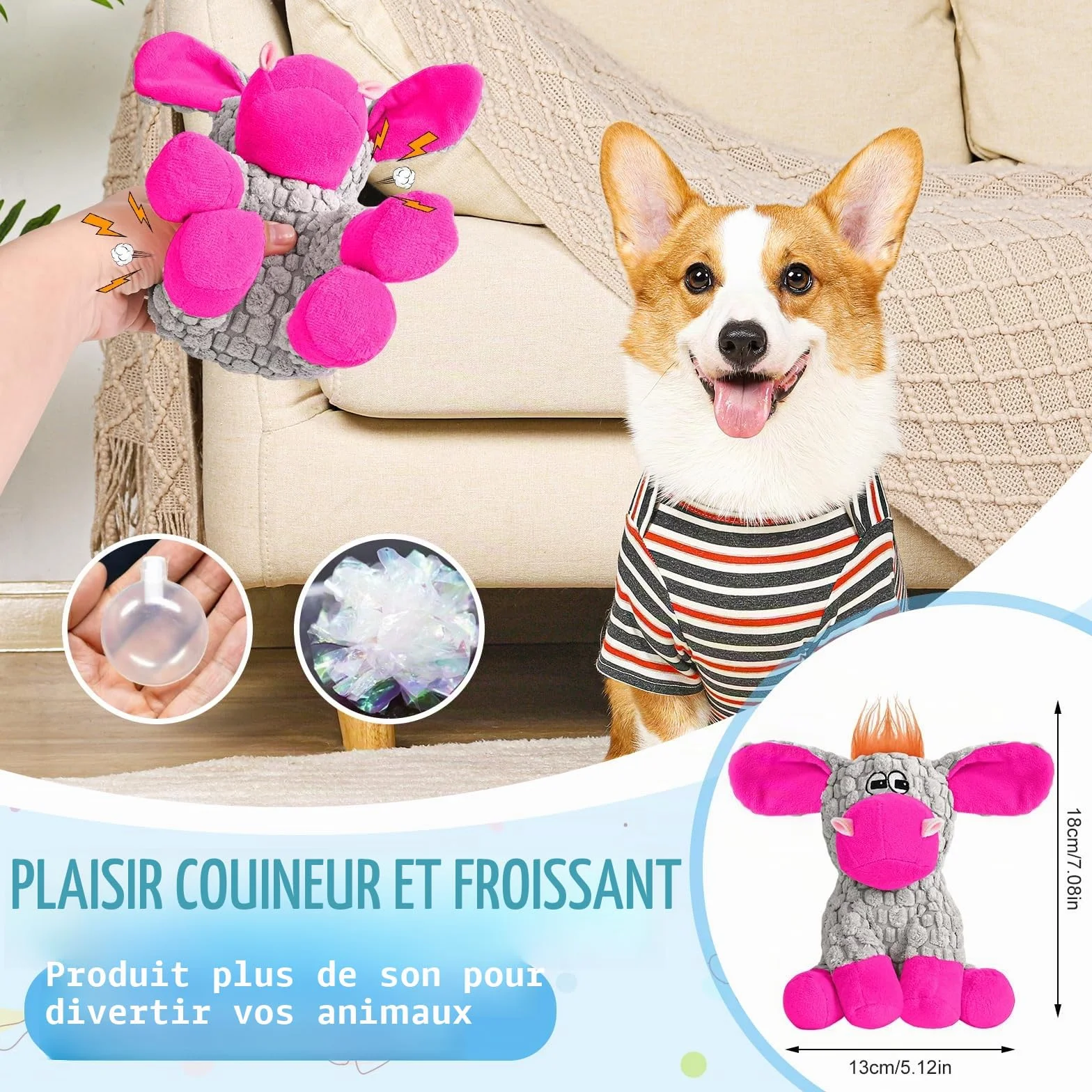 Jouets Interactifs pour Chiens avec Chiffon en Coton et Papier Froissé