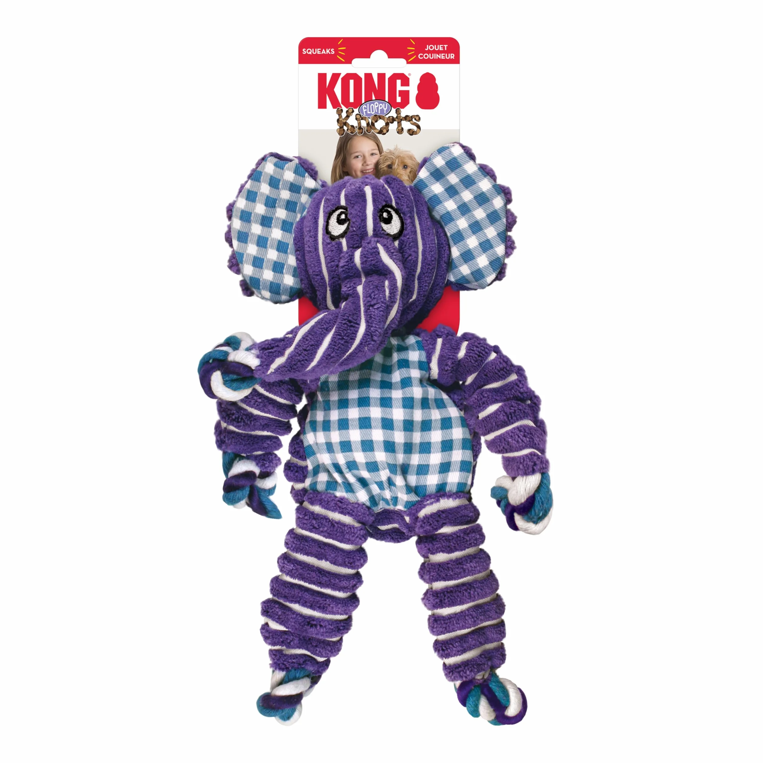 KONG Floppy Knots Jouet pour Chien en Corde Nouée Éléphant