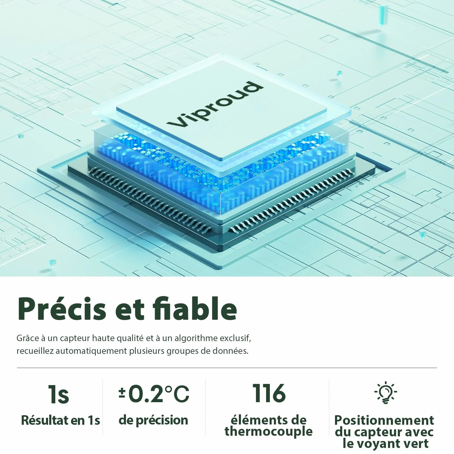 Thermomètre Frontal Sans Contact Infrarouge Médical Numérique pour Adultes et Bébé avec Écran LCD, Mode Muet, Mémoire