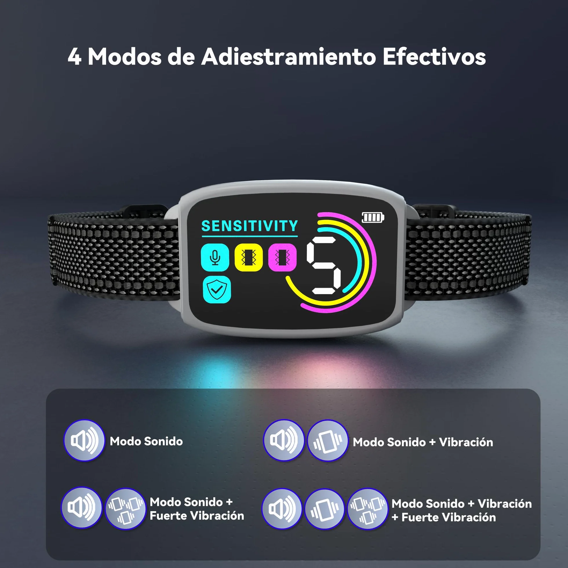 Meloive Collier Anti Aboiement Chien Conformes à La Nouvelle Loi 2025 Détection Intelligente 4 Modes Rechargeable Blanc