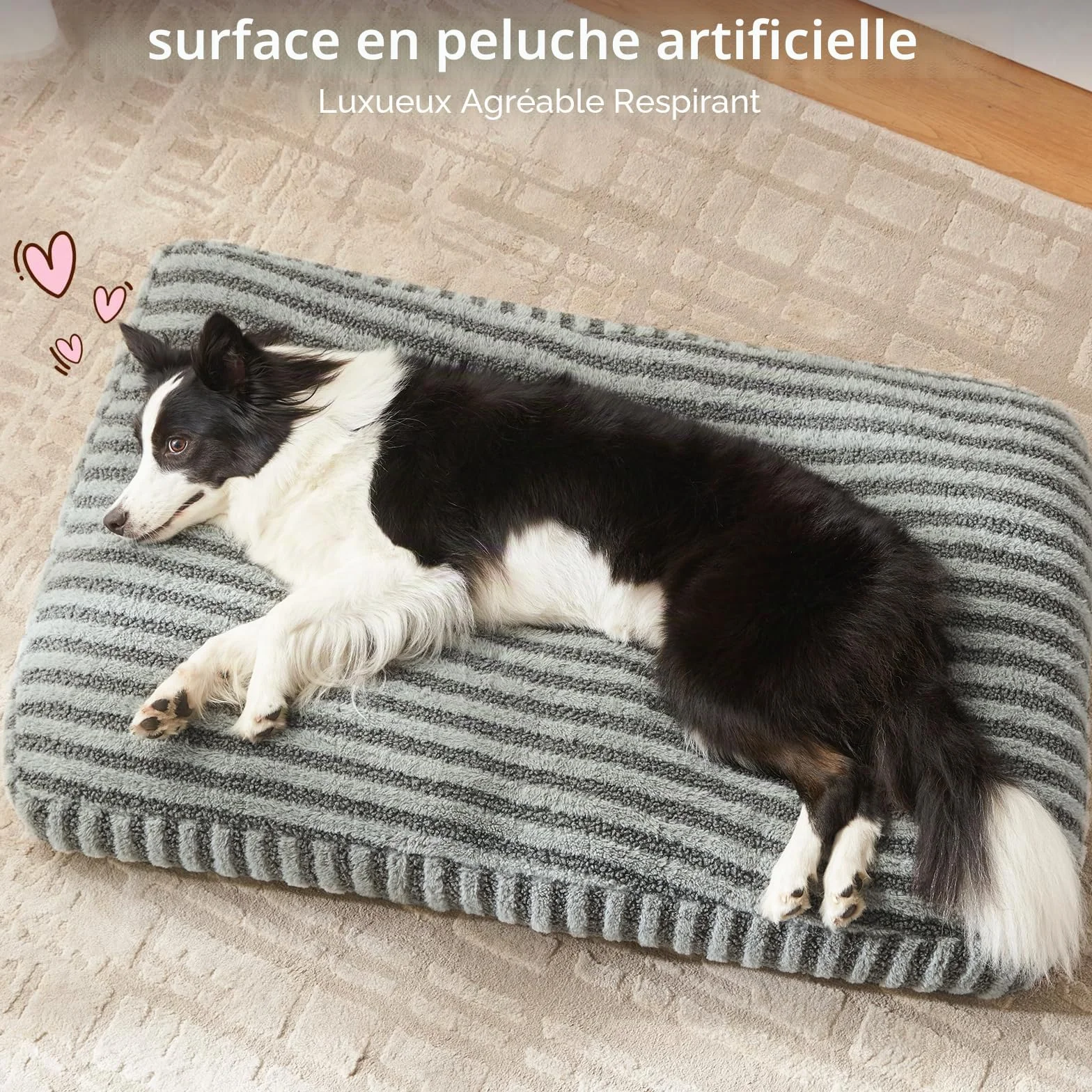 Pawk Panier Chien Grande Taille XL Coussin Chien Dehoussable Lavable Lit Moelleux Respirant Antidérapant 107x69x10cm
