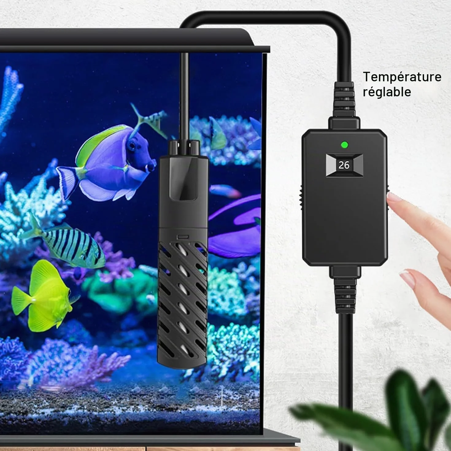 GERUI Mini chauffage d'aquarium 75 W 40 L, 100-240 V 50/60 Hz, plage de contrôle de la température : 20 ℃ -34 °C, utilisé pour aquarium et aquarium PTC, isolation automatique constante de la