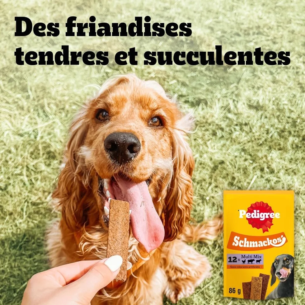 Pedigree Schmackos Multi Mix 110 lamelles friandises pour Chien Bœuf, Volailles et Agneau Mega Box