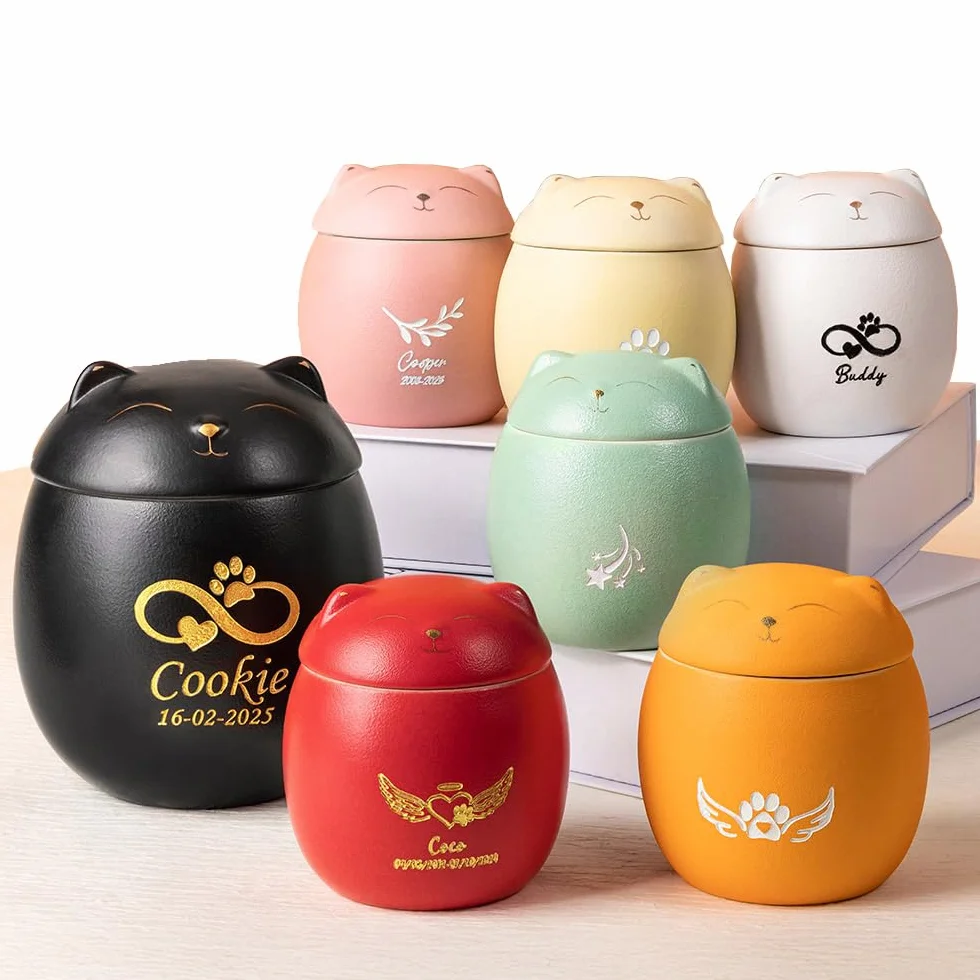 Urne funéraire personnalisée pour Chien et Chat avec nom et date, symbole personnalisé