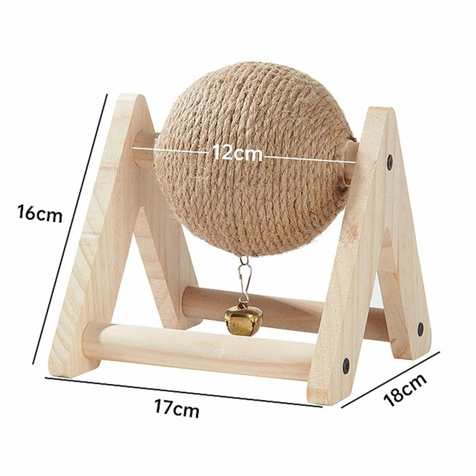 Lapin Sisal Griffe Balle Grattoir avec Boule Canapé Protecteur Support en Bois Portable avec Cloche Stable Jouet