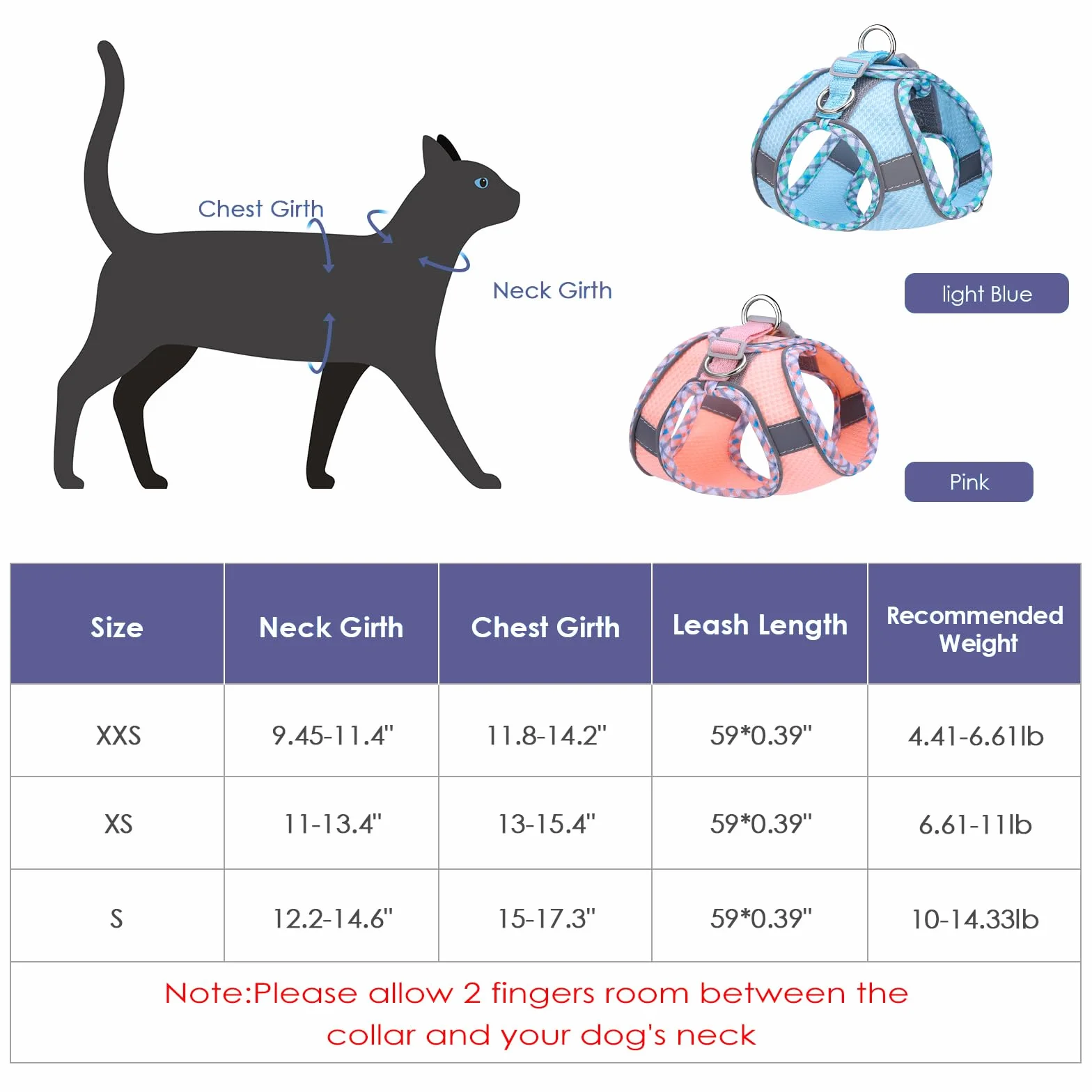 Harnais pour Chat Réglable Anti-Évasion Réfléchissant Respirant avec Laisse, XXS, Rose