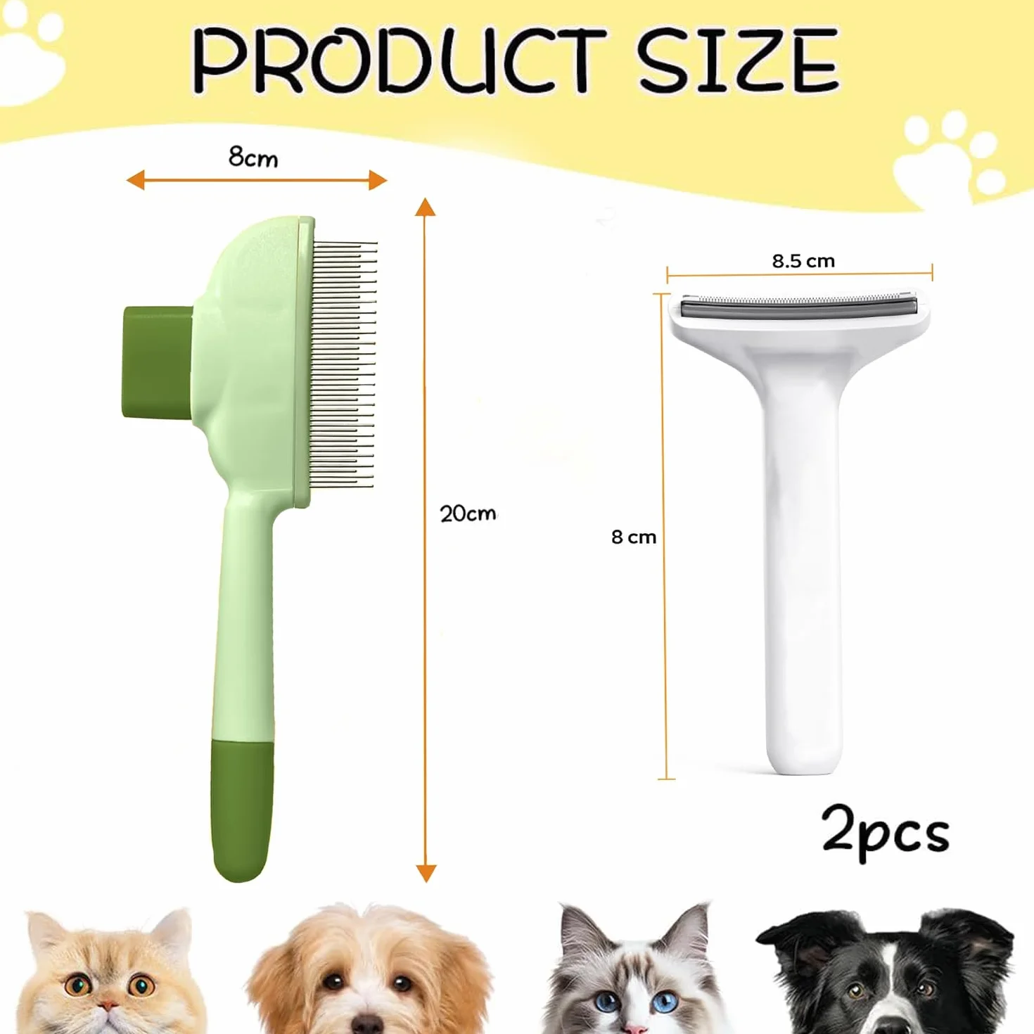 Brosse Sous Poil pour Chien et Chat, Peigne Autonettoyant Anti Puces en Acier avec Bouton