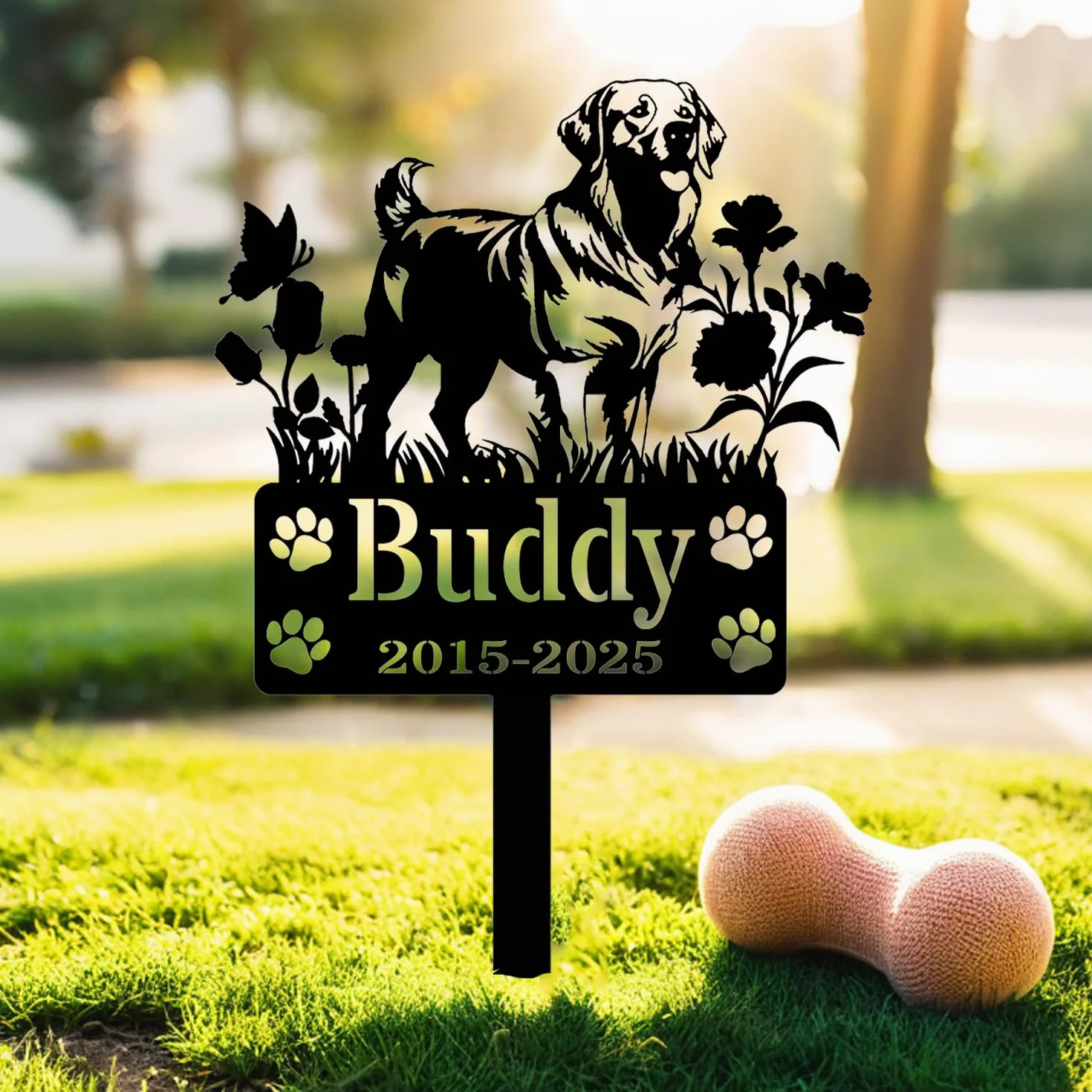 Plaque commémorative en métal pour chien, marqueur de tombe personnalisé pour labrador, bouledogue, épagneul