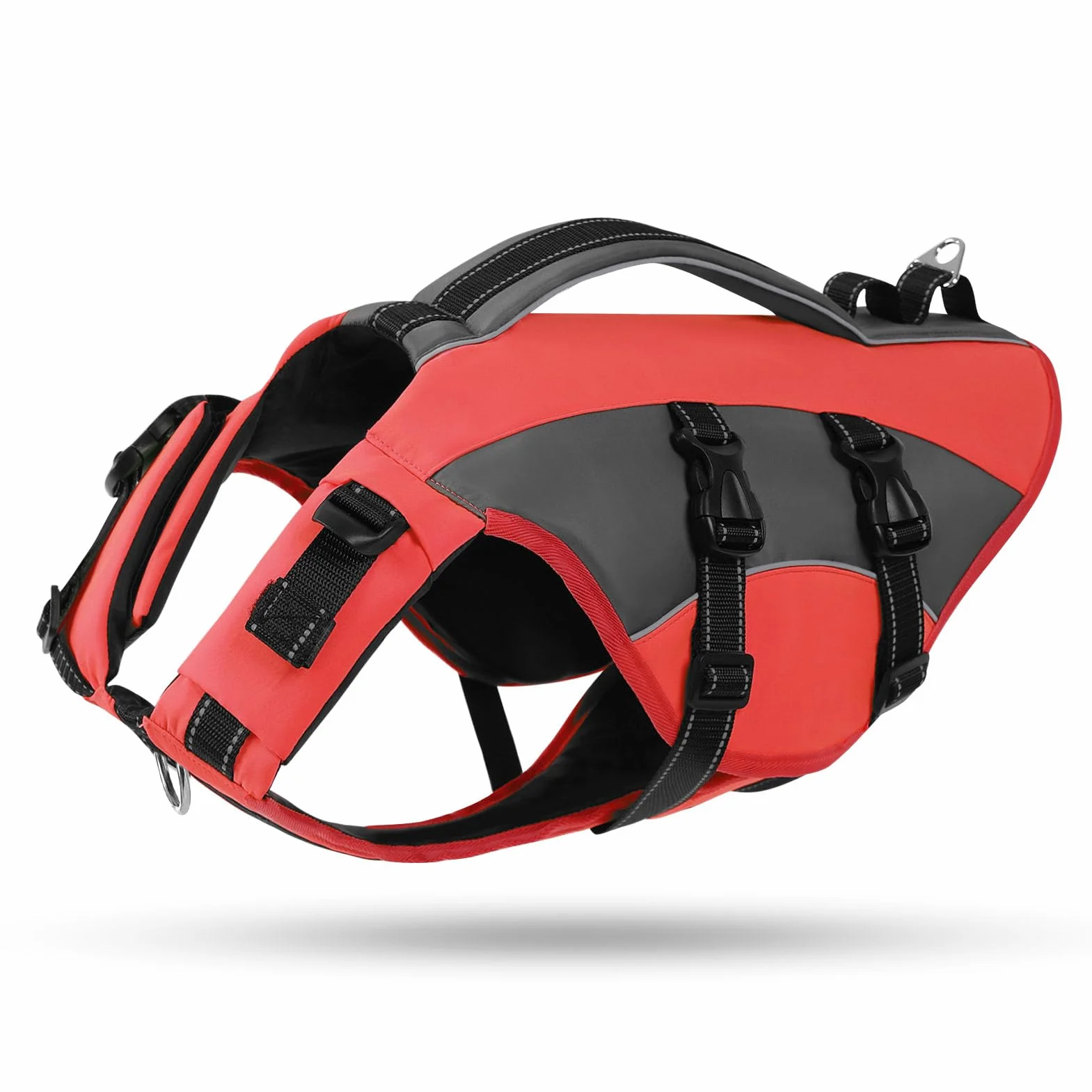 Gilet de Sauvetage pour Chien CITÉTOILE, Bouée Réglable avec Poignée Réfléchissante, Sports Nautiques, Rouge, M