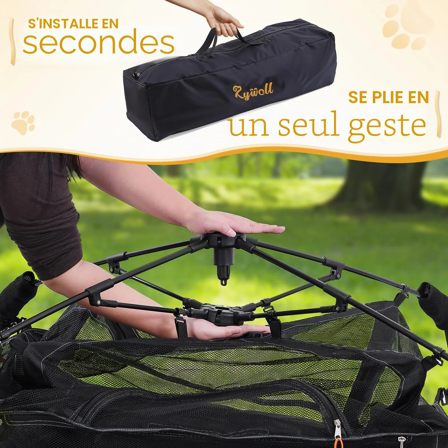Rywell Enclos pour Chat Extérieur 145x110x110cm 3 Niveaux Pliable avec Sac de Transport