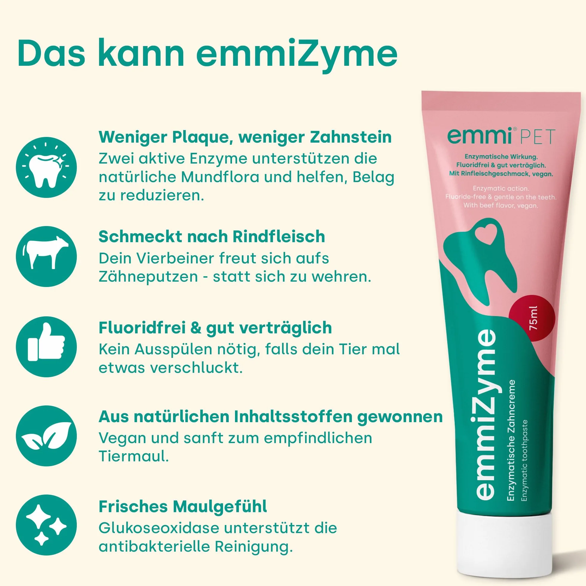 emmi-pet 1x emmi Orozyme Gel de soins dentaires pour chiens et chats avec fonction autonettoyante