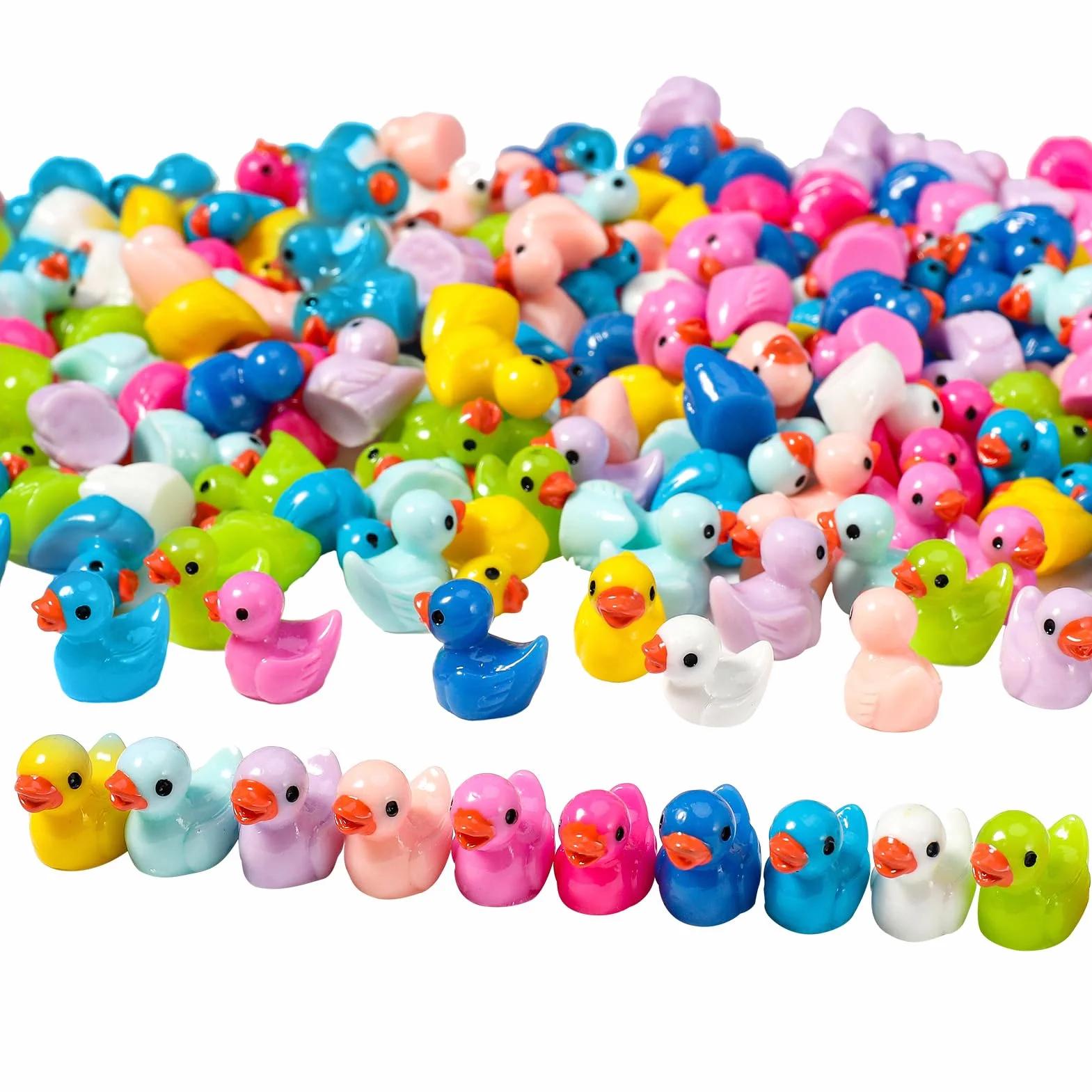 Lot de 100 Mini Canards en Résine 10 Couleurs Canards Miniatures pour Aquarium Jardin Paysage