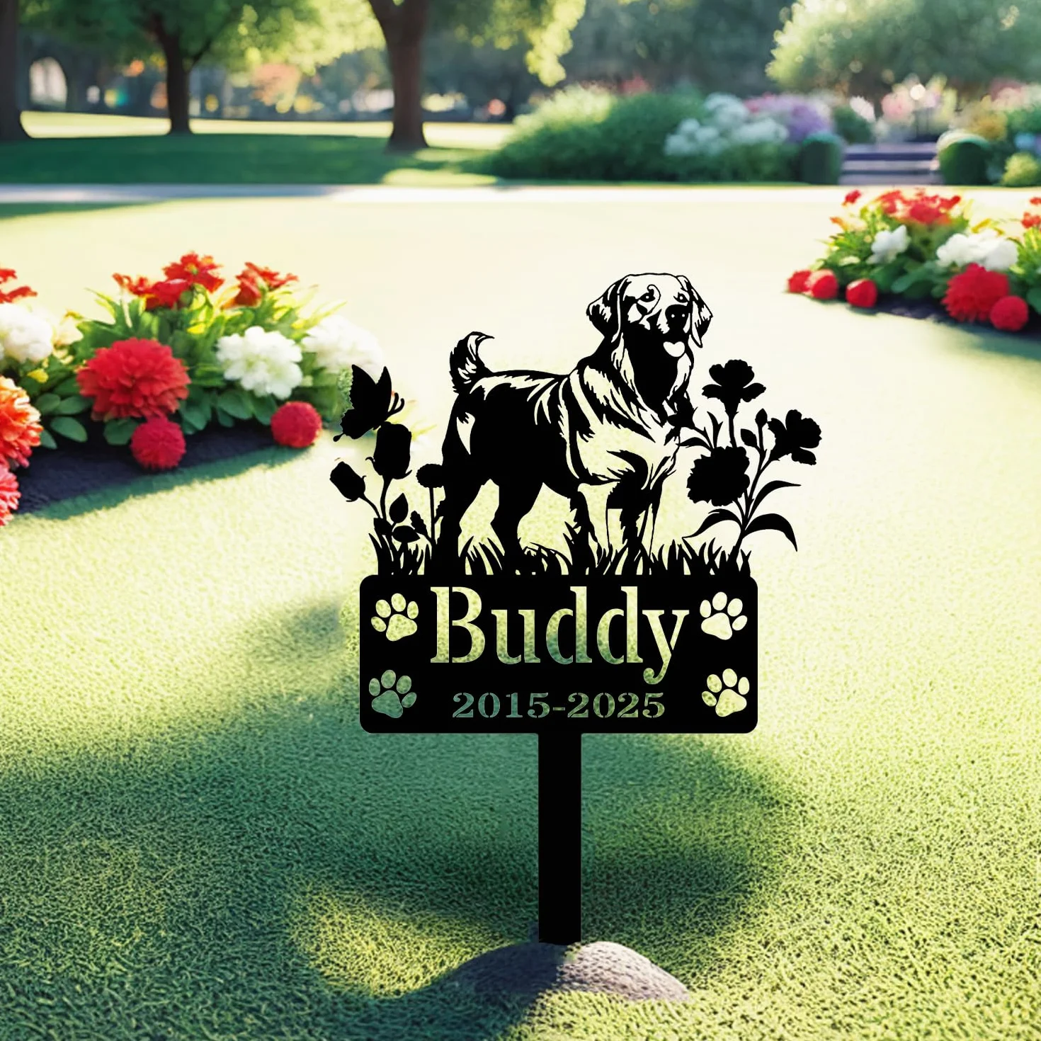 Plaque commémorative en métal pour chien, marqueur de tombe personnalisé pour labrador, bouledogue, épagneul