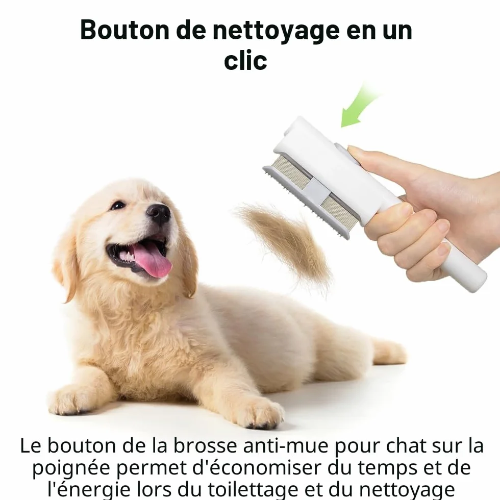 Marchul Peigne à Puces Autonettoyant pour Chats et Chiens, Brosse de Toilettage Poil Court et Poil Long, Blanc