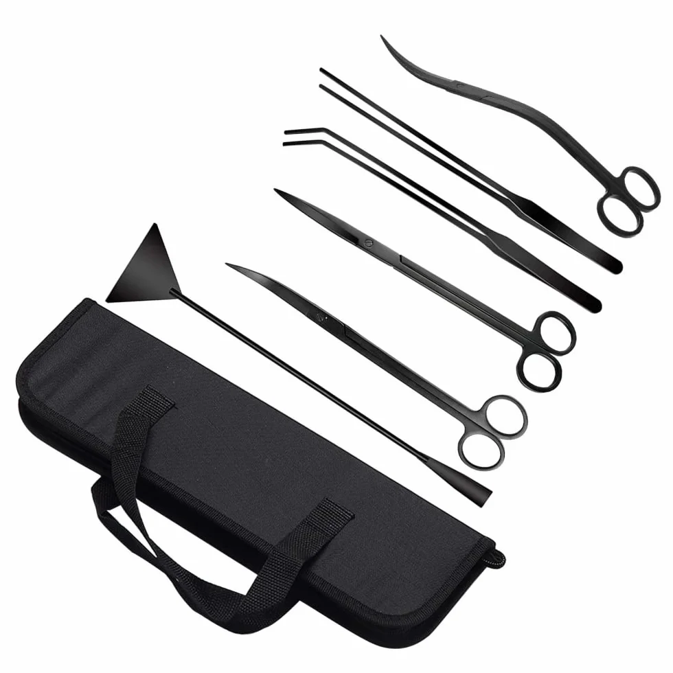 Kit d'outils pour Aquarium en Acier Inoxydable, Pince, Ciseaux, Spatule pour Plantes Aquatiques
