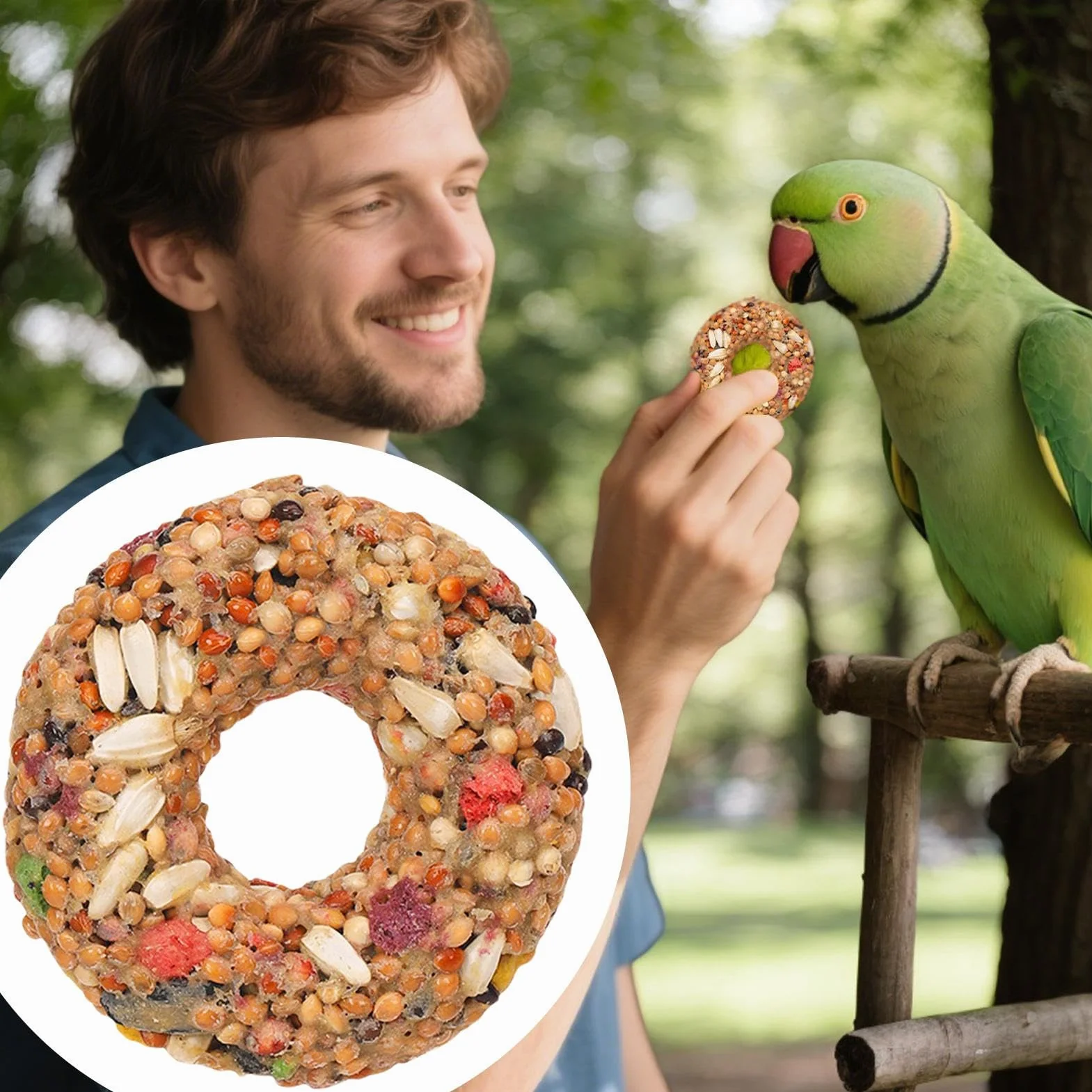 Friandises pour Calopsittes Anneau À Mâcher en Grains Enrichissement Jeu Perruches Inséparables Volière