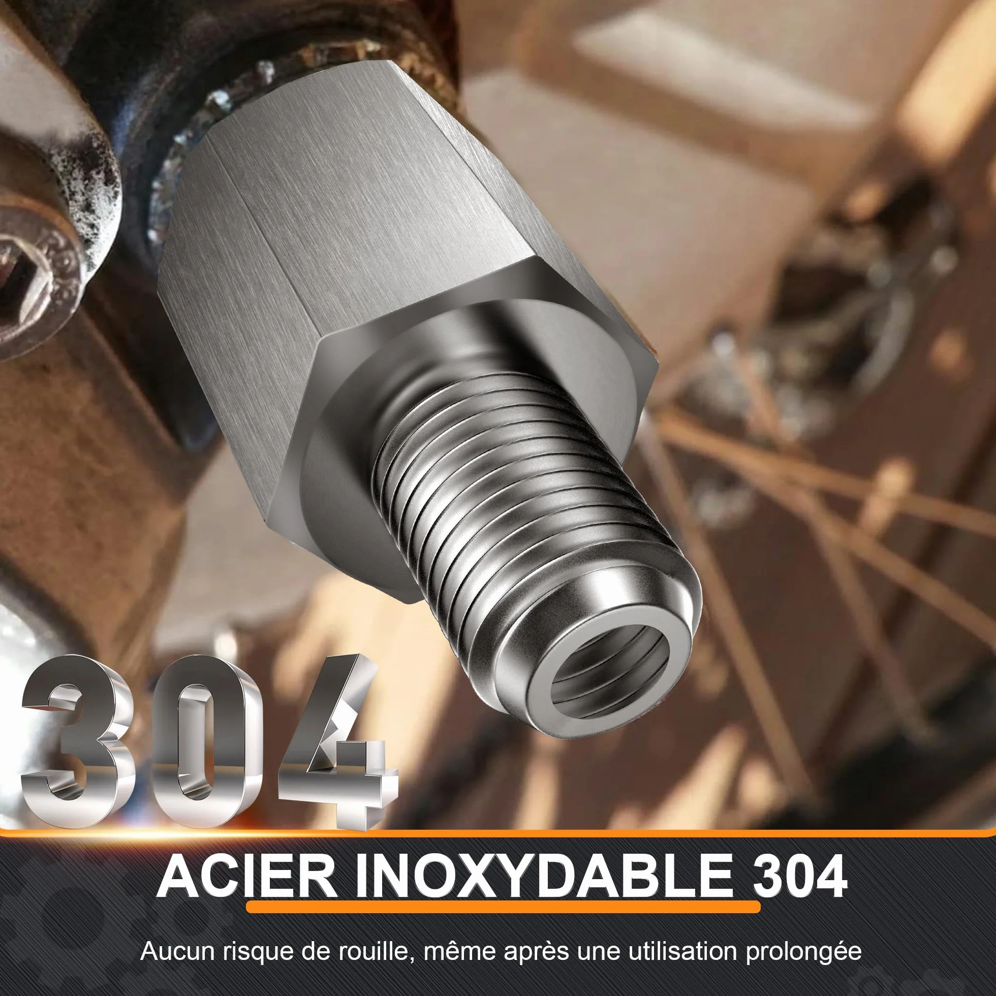 Adaptateur d'essieu de vélo universel M10 x 1,0 axe Plein 3/8" x 26 Serrage Rapide M5