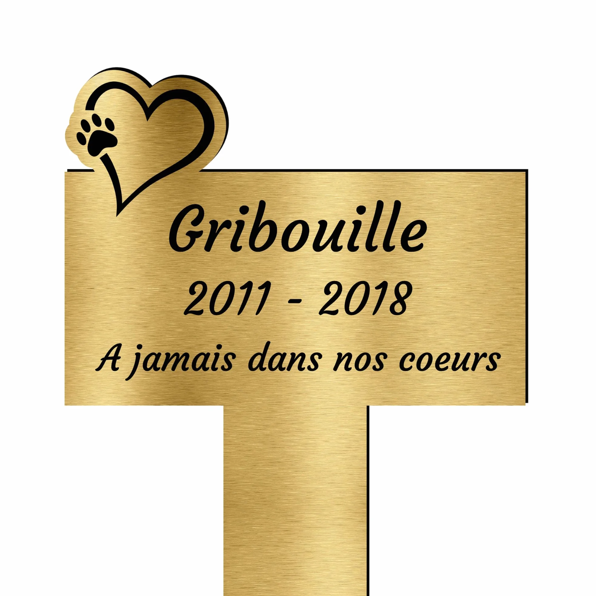 Piquet Funéraire Commémoratif Personnalisé pour Animaux - Plaque Funéraire avec Texte Personnalisable (Coeur)