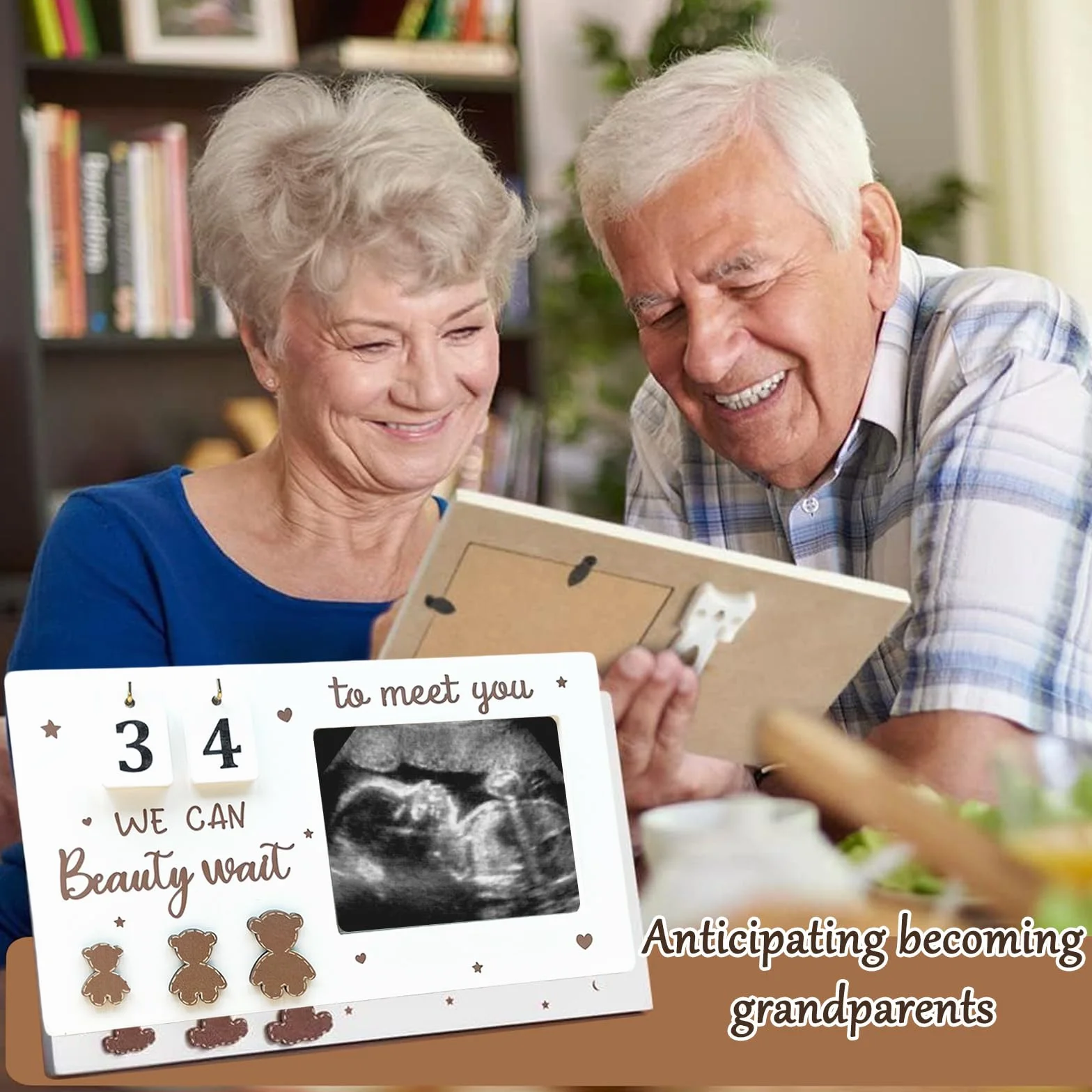 Cadre Photo Échographique Bébé Compte à Rebours Semaines Cadeau Annonce Grossesse Original Future Maman