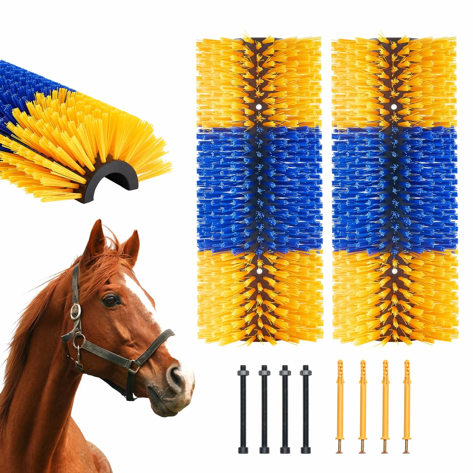 VEVOR Brosse à Gratter pour Bétail Cheval Anti-démangeaisons 43,5 x 19 cm Lot de 2