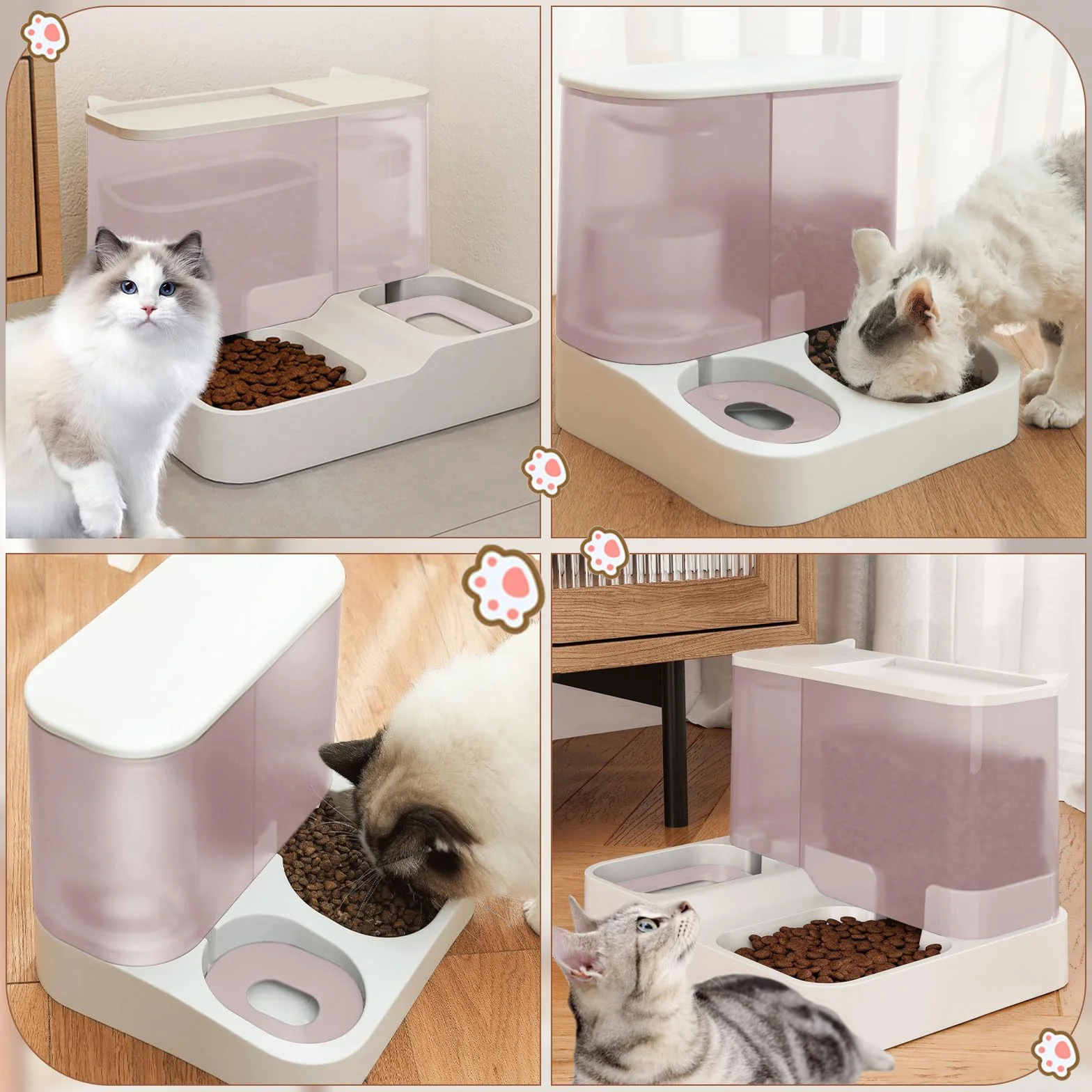 Distributeur 2 en 1 Chats Chiens Gamelle 2,8 L Abreuvoir 1 L par gravité Siphon sans BPA