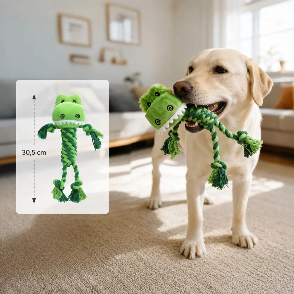 Potaroma Jouet à Mâcher pour Chien, Corde en Coton avec Peluche Crocodile
