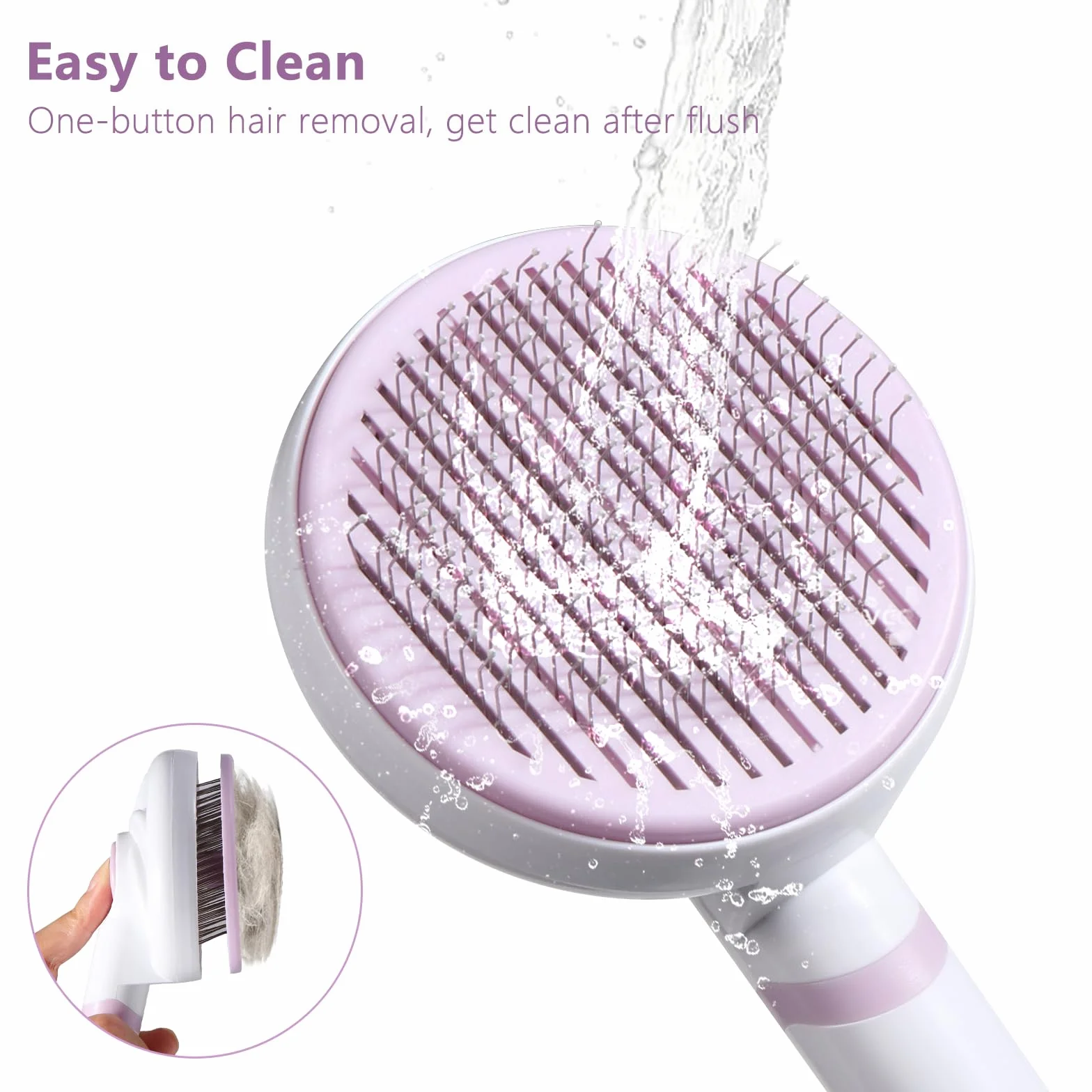 Brosse Chat Anti-Poils Poignée Amovible Toilettage Chats Poils Longs/Courts Violet