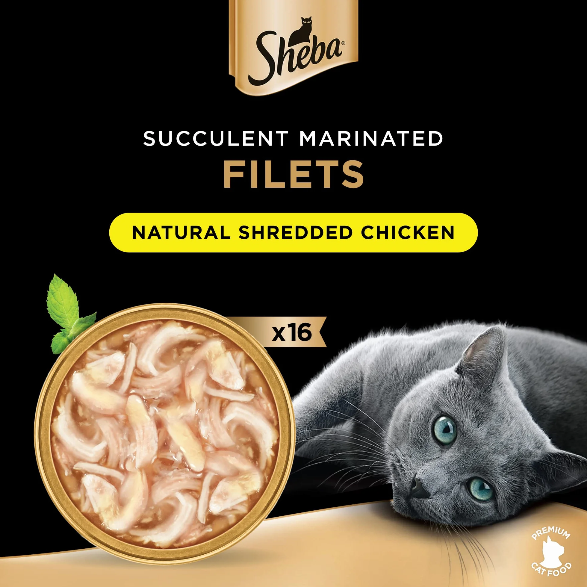 Sheba Filets Nourriture Humide pour Chat Poulet 16 x 60 g