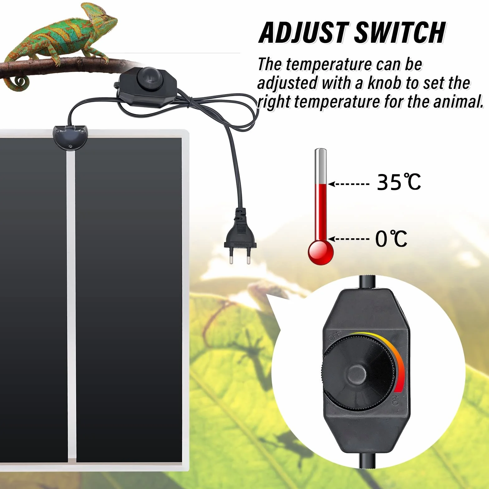 Tapis Chauffants pour Reptiles 20 W 28 x 42 cm avec Contrôle Thermostatique Lot de 2