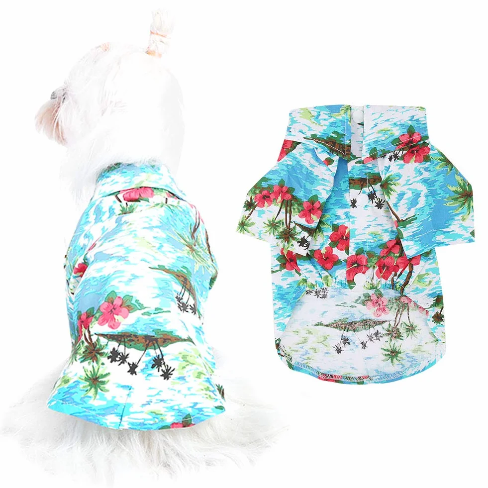 Chemise hawaïenne chien t-shirt d'été confortable beach resort style vêtements pour animaux petits à moyens chiens chats M