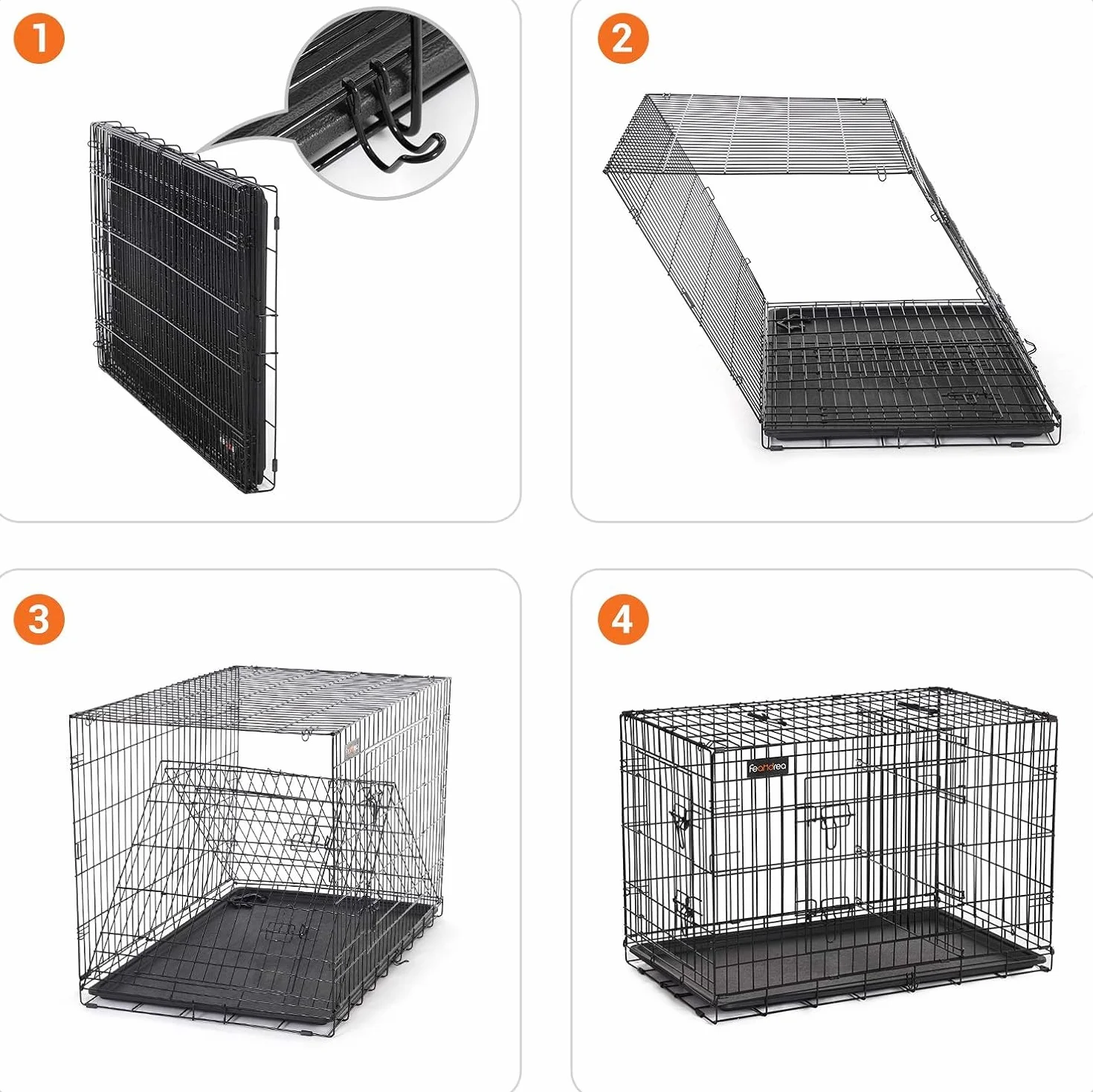Feandrea Cage pour Chien 92,5 x 57,5 x 64 cm Noir PPD36BK
